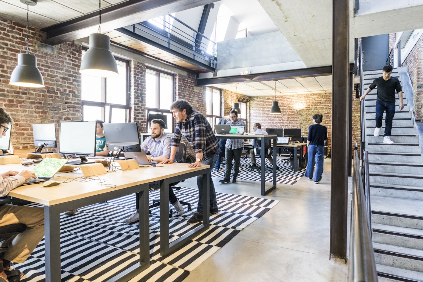 Enterprise technology team working in a modern office environment.